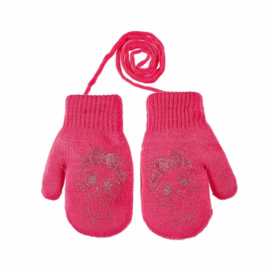 Rękawiczki dziecięce jeden palec z nadrukiem ocieplone różowe RAK