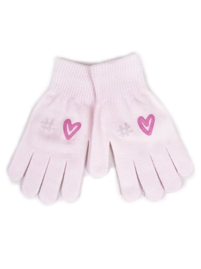 Rękawiczki Dziewczęce Pięciopalczaste Różowe Hasztag Serce 18 Cm YoClub