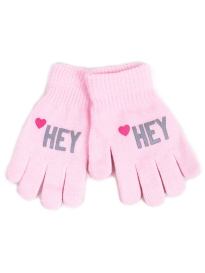 Rękawiczki dziewczęce pięciopalczaste różowe HEY 12 cm YOCLUB YoClub