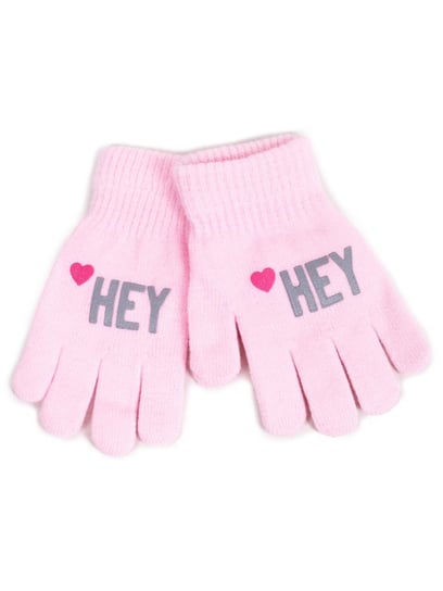Rękawiczki dziewczęce pięciopalczaste różowe HEY 16 cm YOCLUB YoClub