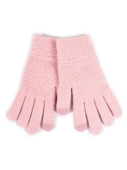 Rękawiczki Dziewczęce Pięciopalczaste Strukturalne Różowe Dotykowe 18 Cm YoClub