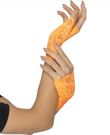 Rękawiczki krótkie koronkowe pomarańczowe Smiffy's