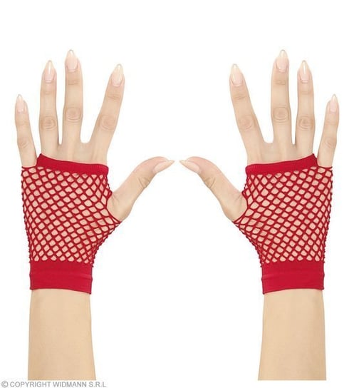 Rękawiczki krótkie z siatki, czerwone Widmann
