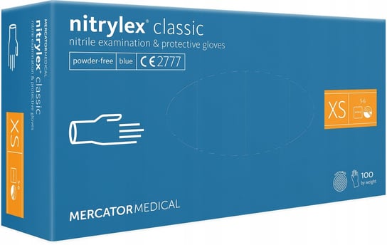 RĘKAWICZKI MERCATOR NITRYLEX CLASSIC R. XS NIEBIESKIE 100 SZTUK Inna marka