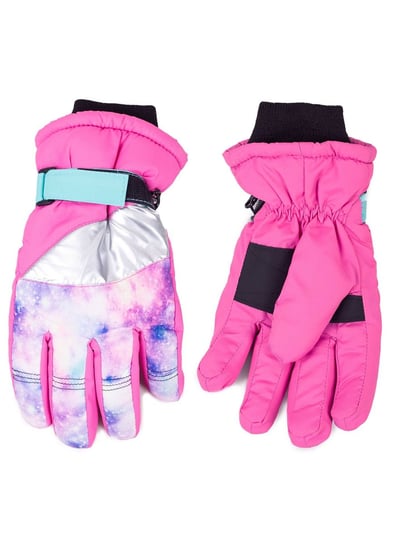Rękawiczki narciarskie dziewczęce pięciopalczaste kosmos YoClub