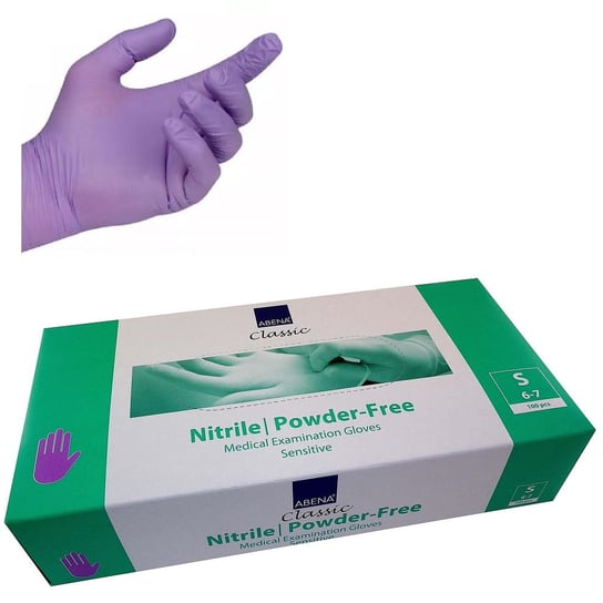 Rękawiczki nitrylowe fioletowe S 100szt ABENA CLASSIC bezpudrowe jednorazowe rękawice diagnostyczne Abena