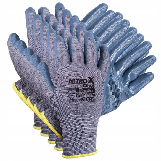 Rękawiczki Ogrodowe Robocze Nitrylowe R. 10 Xl 5 Par BRADAS