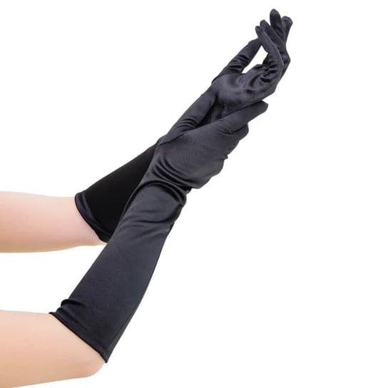 Rękawiczki satynowe czarne długie, 40 cm Inna marka