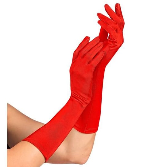 Rękawiczki Satynowe Czerwone 40Cm Widmann