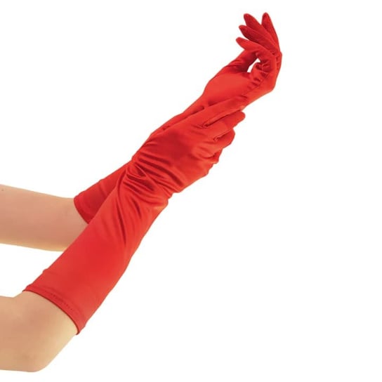 Rękawiczki satynowe czerwone długie, 40 cm Inna marka