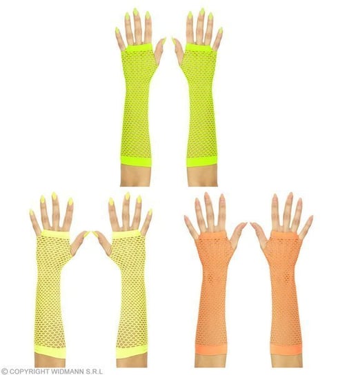 Rękawiczki siateczkowe, neonowe żółte, rozmiar uniwersalny Widmann