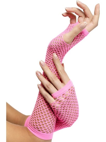 Rękawiczki siatkowe, różowe, rozmiar uniwersalny Smiffys