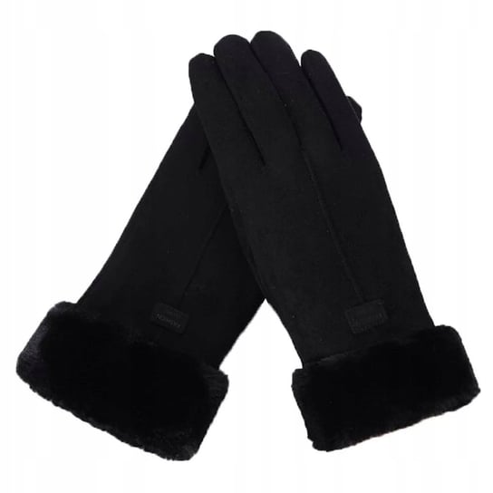 Rękawiczki Skórzane Damskie Dotykowe Czarne R03 Inna marka