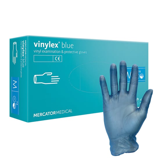 Rękawiczki Vinylex Blue - winylowe, bezpudrowe PF  - XL Mercator Medical