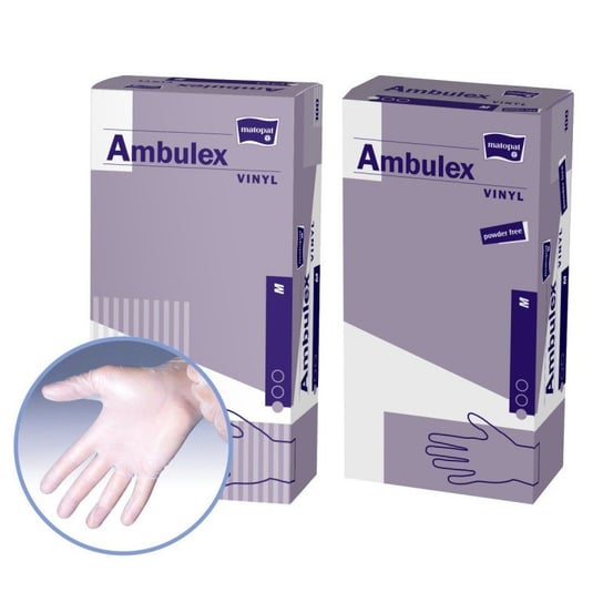 Rękawiczki winylowe Ambulex Vinyl, białe M, Biały Matopat