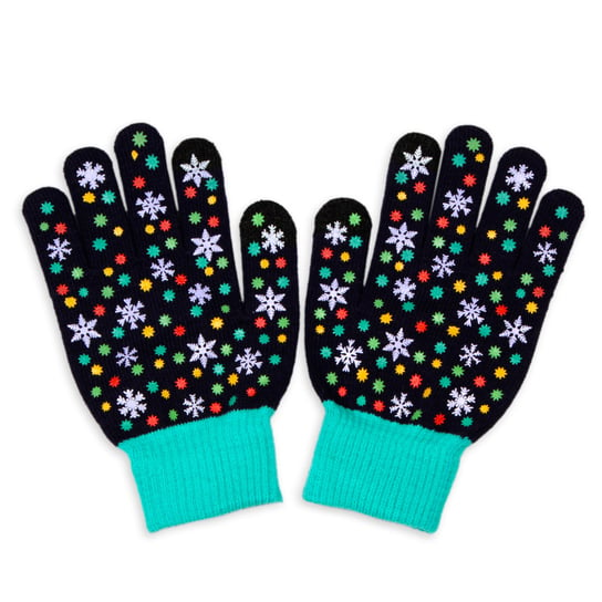 Rękawiczki, Xmas Joy, Czarne, Śnieżynki Empik