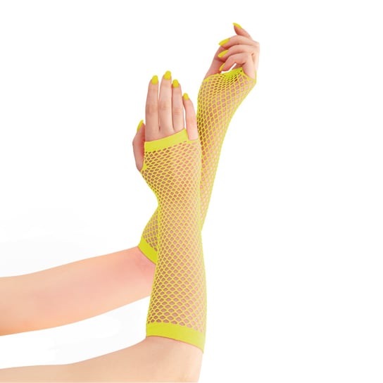Rękawiczki Z Siatki Bez Palców Neonowe Żółte 24Cm Inna marka