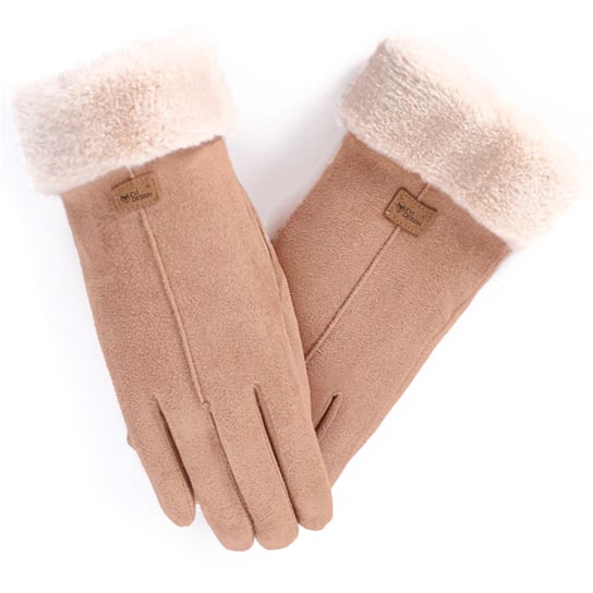 Rękawiczki Zimowe Damskie, Ciepłe Rękawiczki Dotykowe - Eleganckie Beżowe EVI