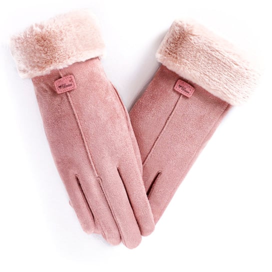 Rękawiczki Zimowe Damskie, Ciepłe Rękawiczki Dotykowe - Eleganckie Różowe EVI