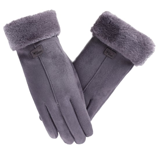 Rękawiczki Zimowe Damskie, Ciepłe Rękawiczki Dotykowe - Eleganckie Szare EVI