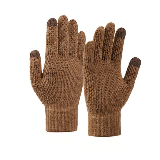 Rękawiczki zimowe dotykowe - brązowe Hurtel
