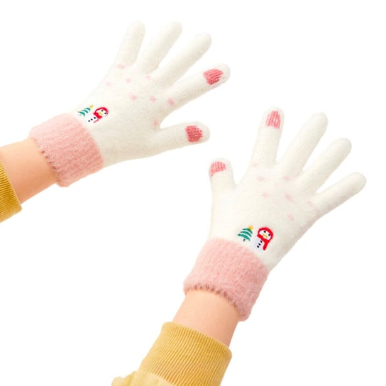 Rękawiczki zimowe dotykowe Snowman - białe Hurtel