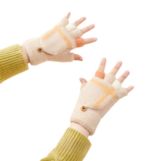 Rękawiczki zimowe miltenki - białe Hurtel