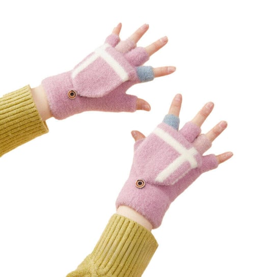Rękawiczki zimowe miltenki - różowe Hurtel