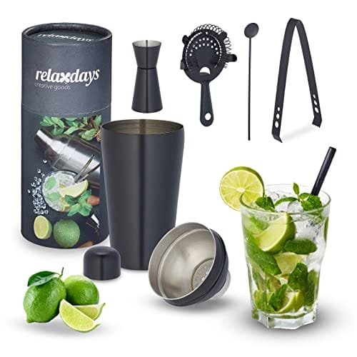 Relaxdays Zestaw Shaker Do Koktajli Stal Nierdzewna 5-Częściowy Zestaw Barowy 500 Ml Akcesoria Barowe Do Domu Zestaw Do Mieszania Koktajli Wybór Kolorów Inna marka