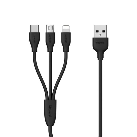 Remax Suda kabel 3w1 USB - micro USB / Lightning / USB-C 2.4A 1M czarny Remax