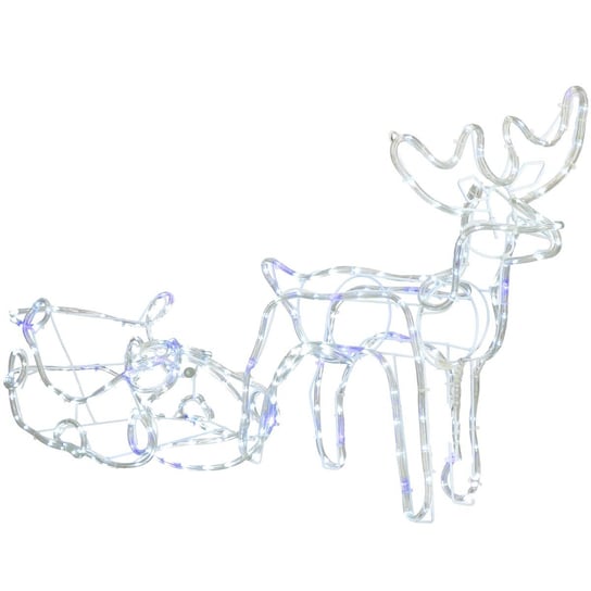 Renifer Led świąteczny z saniami 210 cm świetlna dekoracja do ogrodu biały zimny, niebieski flash Springos