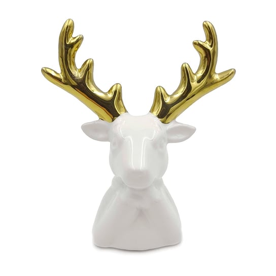 Renifer Świąteczny Biały Ze Złotym Porożem Ceramiczny Glamour Inna marka