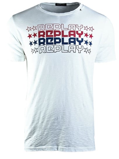 Replay, T-Shirt męski, biały, rozmiar L Replay