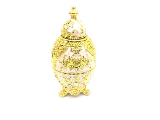 Replika jaja Faberge - biało-złote, z motywem róży Kemis - House of Gadgets