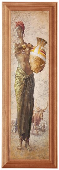 Reprodukcja obrazu w drewnianej ramie o wymiarach 10x35 cm - African Girl I, Aleksander Karcz POSTERGALERIA