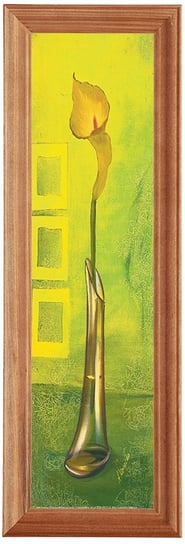 Reprodukcja obrazu w drewnianej ramie o wymiarach 10x35 cm - Kwiat w wazonie zielone tło, Anna Korecka POSTERGALERIA