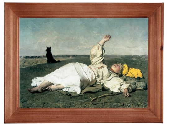 Reprodukcja obrazu w drewnianej ramie o wymiarach 13x18 cm- Babie lato, Józef Chełmoński POSTERGALERIA