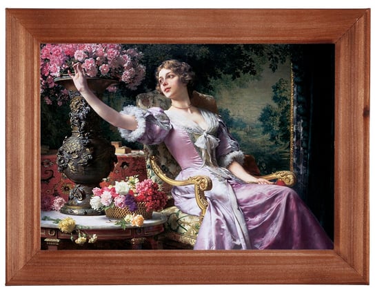 Reprodukcja obrazu w drewnianej ramie o wymiarach 13x18 cm- Dama w liliowej sukni, Władysław Czachórski POSTERGALERIA
