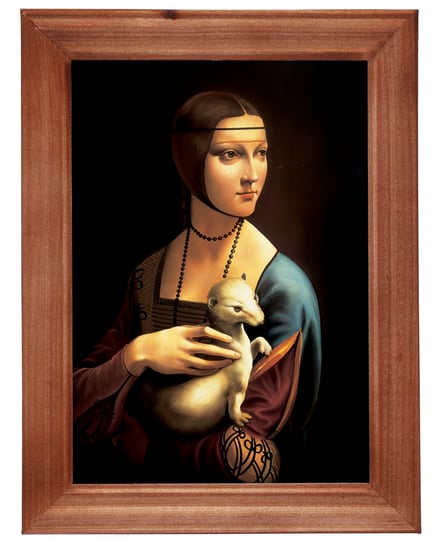 Reprodukcja obrazu w drewnianej ramie o wymiarach 13x18 cm- Dama z łasiczką, Leonardo da Vinci POSTERGALERIA