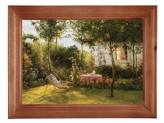 Reprodukcja obrazu w drewnianej ramie o wymiarach 13x18 cm- Dom w ogrodzie II, Zygmunt Konarski POSTERGALERIA