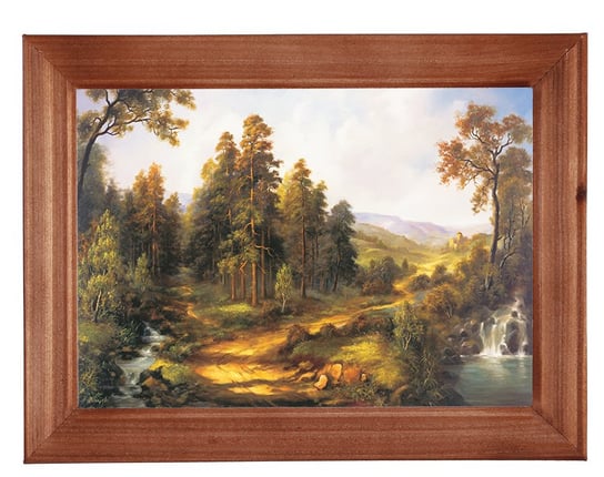 Reprodukcja obrazu w drewnianej ramie o wymiarach 13x18 cm- Droga do zamczyska II, Marian Kaszuba POSTERGALERIA