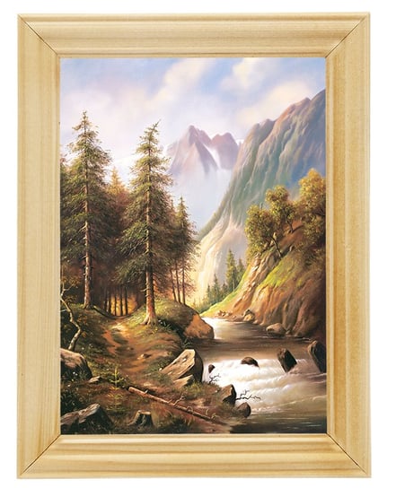 Reprodukcja obrazu w drewnianej ramie o wymiarach 13x18 cm- Droga nad strumieniem, Krzysztof Nowaczyński POSTERGALERIA