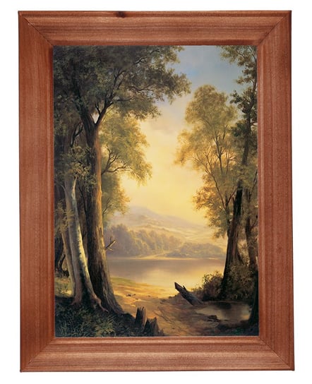 Reprodukcja obrazu w drewnianej ramie o wymiarach 13x18 cm- Gaj nad jeziorem, E Kraft POSTERGALERIA