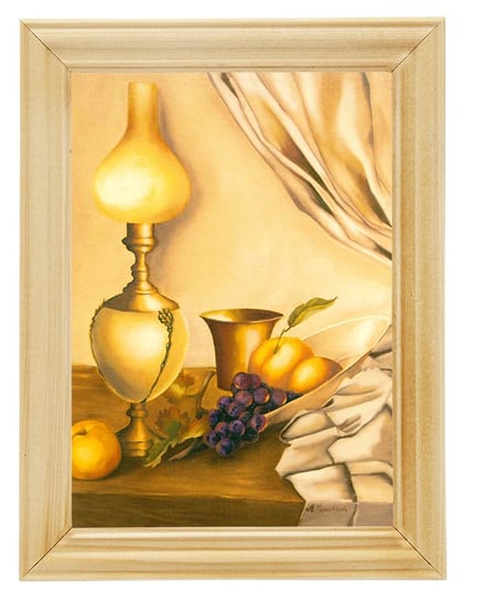 Reprodukcja obrazu w drewnianej ramie o wymiarach 13x18 cm- Martwa Natura z lampą, Maria Mazurkiewicz POSTERGALERIA