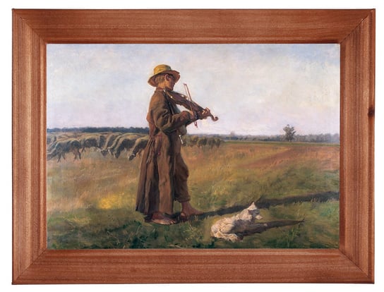 Reprodukcja obrazu w drewnianej ramie o wymiarach 13x18 cm- Pastuszek, Józef Chełmoński POSTERGALERIA