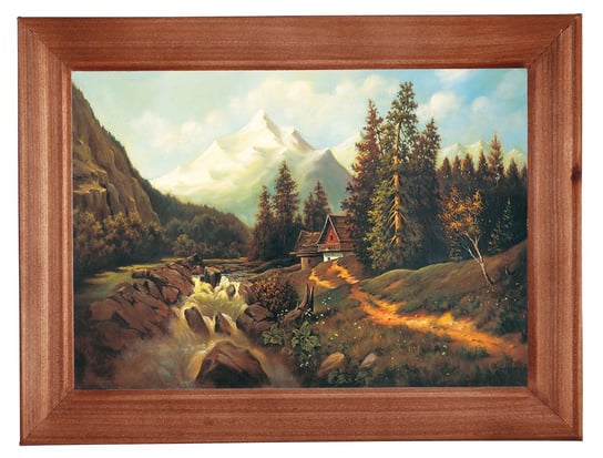 Reprodukcja obrazu w drewnianej ramie o wymiarach 13x18 cm- Potok w dolinie, Marian Kaszuba POSTERGALERIA