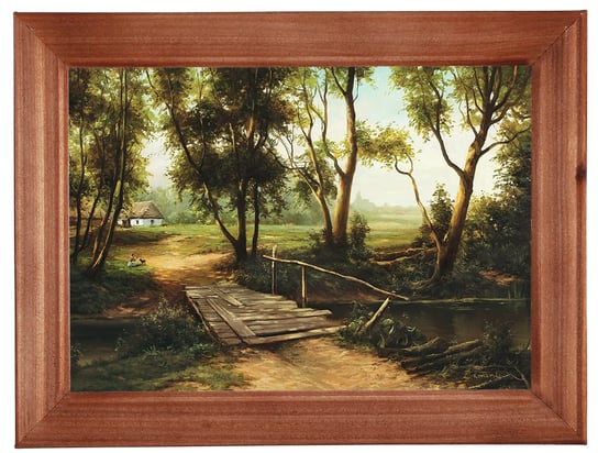 Reprodukcja obrazu w drewnianej ramie o wymiarach 13x18 cm- Stary mostek, Zygmunt Konarski POSTERGALERIA