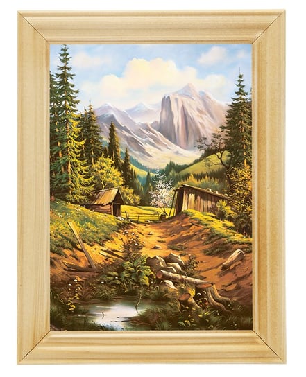 Reprodukcja obrazu w drewnianej ramie o wymiarach 13x18 cm- Szałasy, Krzysztof Nowaczyński POSTERGALERIA