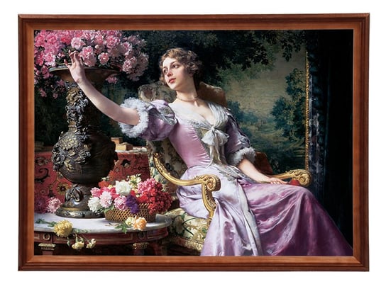 Reprodukcja obrazu w drewnianej ramie o wymiarach 50x70 cm - Dama w liliowej sukni, Władysław Czachórski POSTERGALERIA