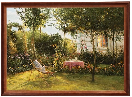 Reprodukcja obrazu w drewnianej ramie o wymiarach 50x70 cm - Dom w ogrodzie II, Zygmunt Konarski POSTERGALERIA